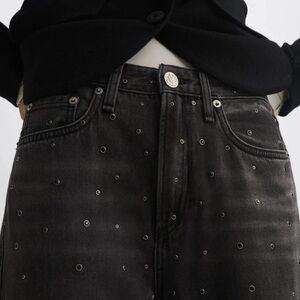 rag & bone NWT Logan Jeans with Seraphina Jewels, Soft, Charcoal/Black, Sz 28